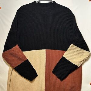 ANDREE BY UNIT Women's Colorblock Sweater - Black, Brown, Cream